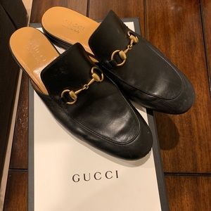 gucci black leather horesbit slipper